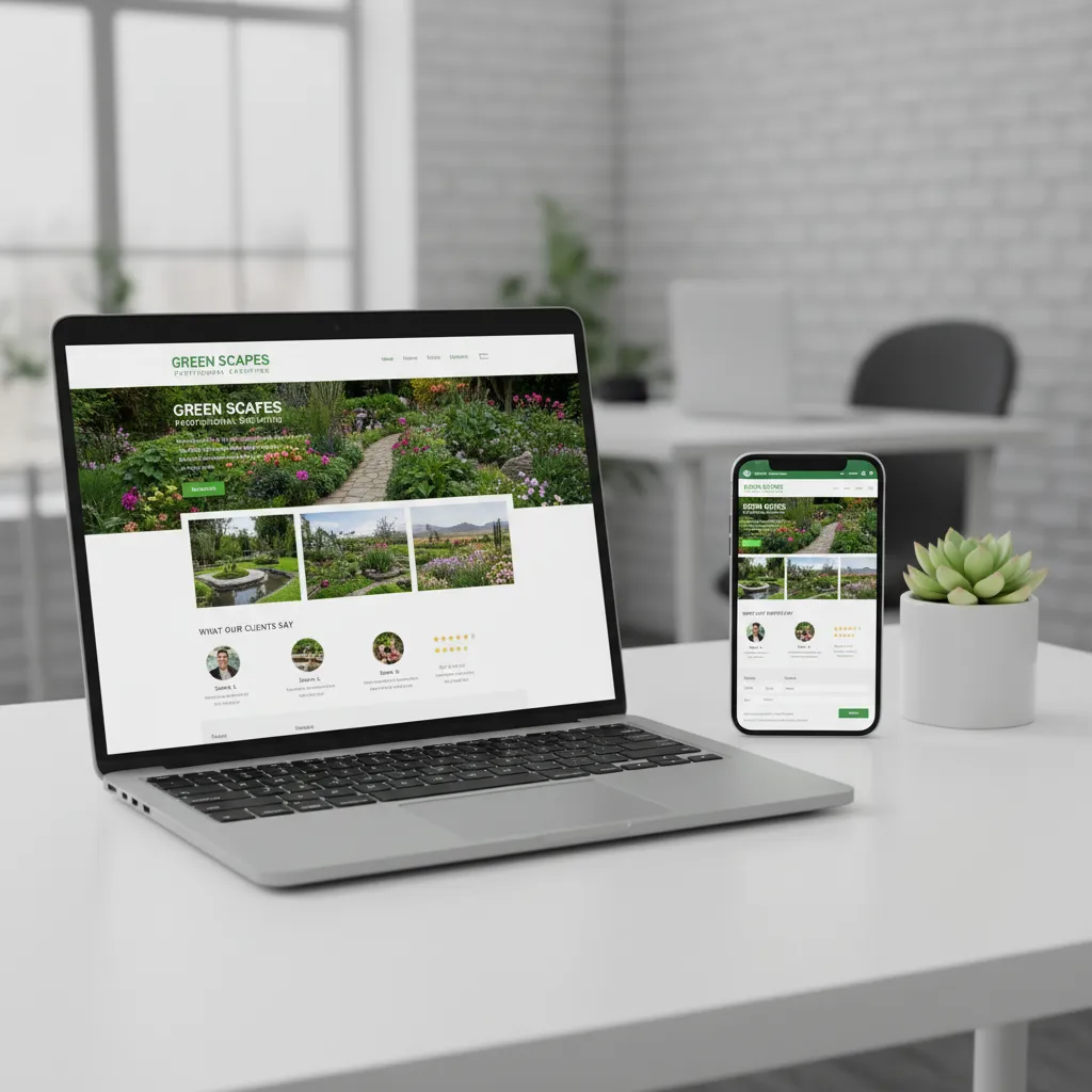 Website für Ihre Gärtnerei — auf Laptop und Smartphone