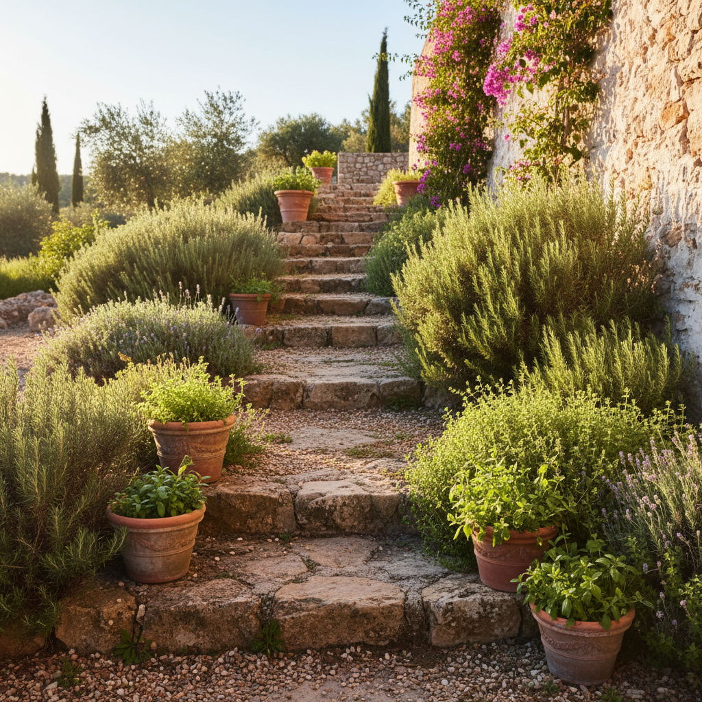 Mediterraner Garten mit Lavendel